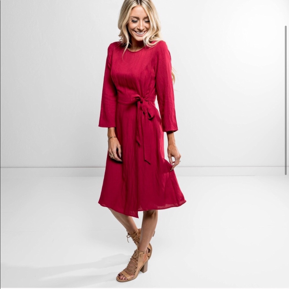 Red wrap Midi Dress Shop Stevie